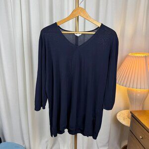 MaxMara V Neck Ultra Fine Knit Tunic Sweater sz XL